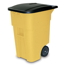 Rubbermaid [9W27] BRUTE® Mobile Rollout Trash Container - 50 Gallon - Yellow