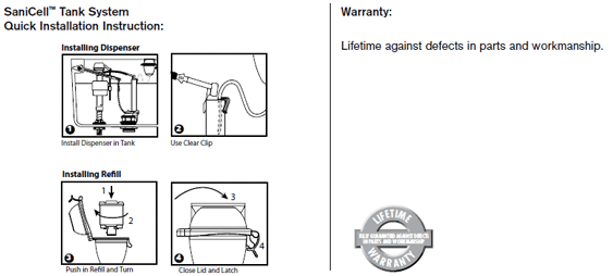 Technical Concepts 750375 SaniCell Tank Continuous Fixture Cleaning & Drain Maintenance System