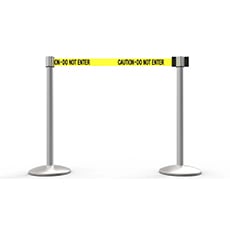 QLine Retractable Belt Barrier X2, Matte Post, Yellow "Caution - Do Not Enter" BST-AL6202M