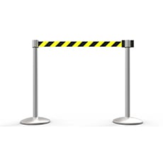 QLine Retractable Belt Barrier X2, Matte Post, Yellow/Black Diagonal Stripe BST-AL6203M