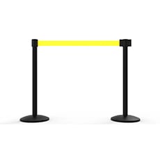 QLine Retractable Belt Barrier X2, Black Post, Blank Yellow Belt BST-AL6204B