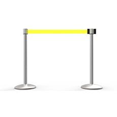 QLine Retractable Belt Barrier X2, Matte Post, Blank Yellow Belt BST-AL6204M