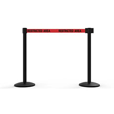 QLine Retractable Belt Barrier X2, Black Post, Red "Restricted Area" BST-AL6205B