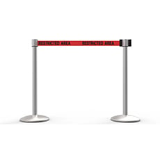 QLine Retractable Belt Barrier X2, Matte Post, Red "Restricted Area" BST-AL6205M