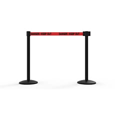 QLine Retractable Belt Barrier X2, Black Post, Red "Danger - Keep Out" BST-AL6206B