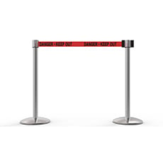 QLine Retractable Belt Barrier X2, Polished Chrome Post, Red "Danger - Keep Out" BST-AL6206C