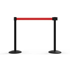 QLine Retractable Belt Barrier X2, Black Post, Blank Red Belt BST-AL6207B