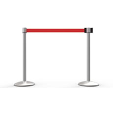 QLine Retractable Belt Barrier X2, Matte Post, Blank Red Belt BST-AL6207M