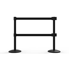 QLine Retractable Dual Belt Barrier X2, Black Post, Blank Black Belt BST-AL6208B-D