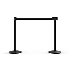 QLine Retractable Belt Barrier X2, Black Post, Blank Black Belt BST-AL6208B