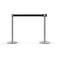 QLine Retractable Belt Barrier X2, Polished Chrome Post, Blank Black Belt BST-AL6208C