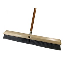 Fine Push Broom Kit - 24" Flagged Gray Poly Floor Broom w/ 5' Wood Handle BB-102324