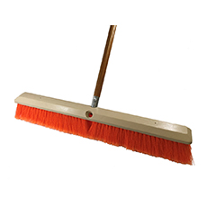 Medium Push Broom Kit - 24" Flagged/Stiff Orange Poly Broom w/ 5' Wood Handle BB-102424