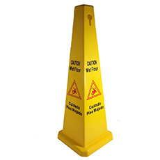 Wet Floor Cone Sign 36" Tall 4 Sided Bilingual BB-155036