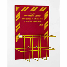 Rack'Em SDS Economy Station - Sign & Rack - Tri-Lingual Sign & Yellow Wire Rack RE-3034