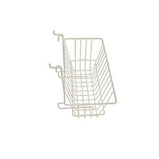 Rack'Em 6 D in. Wire Basket - Mounts to Peg Board or Slat Wall - White RE-5081-W