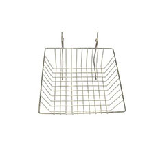 Rack'Em 4 D in. Wire Basket - Mounts to Peg Board or Slat Wall - White RE-5082-W
