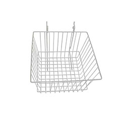 Rack'Em 8 D in. Wire Basket - Mounts to Peg Board or Slat Wall - White RE-5084-W