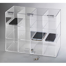 Rack'Em Lock & Store 12 Cell Phones or Goggle - Clear RE-5205-LOCKY