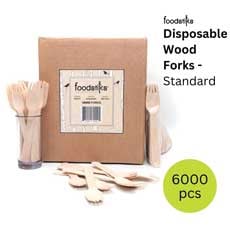 (6) Foodstiks Compostable Wood Fork Standard 6,000 Pieces - Natural WDC-BIFK160-CS