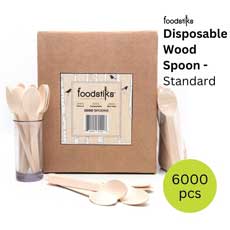 (6) Foodstiks Compostable Wood Spoon Standard 6,000 Pieces - Natural WDC-BISP160-CS
