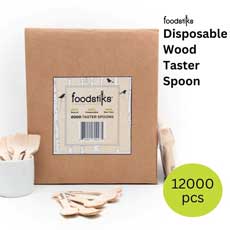 (6) Foodstiks Compostable Wood Taster Spoon Standard 12,000 Pieces - Natural WDC-BITSP95-CS