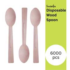 (6) Foodstiks Compostable Wood Spoon Premium 6,000 Pieces - Natural WDC-PBISP165-CS