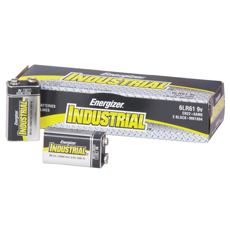 Energizer Industrial 9 Volt Alkaline Battery 12/Pack (EN22)