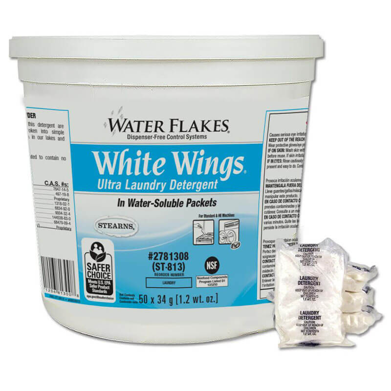 Stearns Water Flakes White Wings Ultra Laundry Detergent 1 250 X 1 2 Wt Oz Tub Unoclean