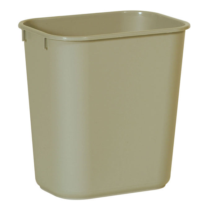 Rubbermaid Commercial Deskside Plastic Wastebasket, Gray - 10 gal
