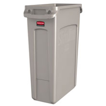 Rubbermaid [3540-60] Slim Jim? Rectangular Waste Container w/ Venting Handles - 23 Gallon - Beige