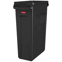 Rubbermaid [3540-60] Slim Jim? Rectangular Waste Container w/ Venting Handles - 23 Gallon - Black