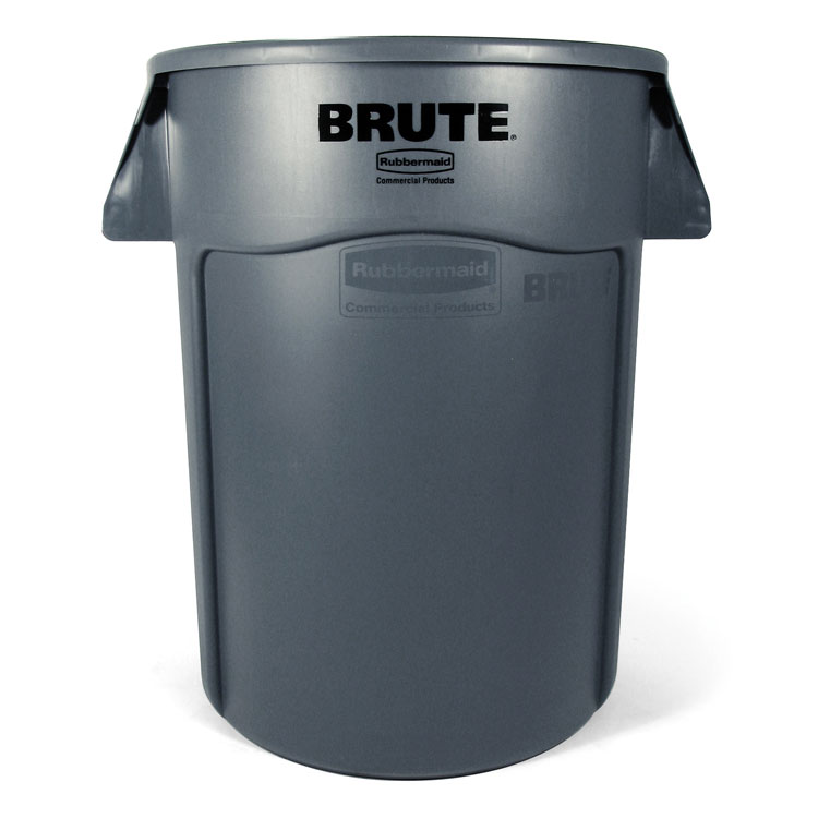 Brute Vented Trash Receptacle, Round, 44 gal, Gray - UnoClean