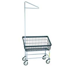 200S91 Large Capacity Front Load Metal Laundry Cart w/ Single Pole Rack