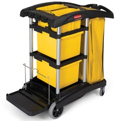Rubbermaid Commercial Hygen Black/Yellow/Silver M-fiber Healthcare Cleaning Cart